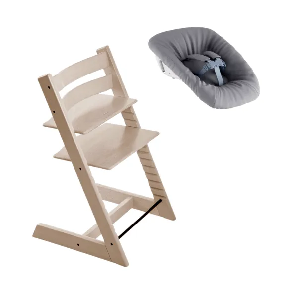 Hög stol inkl. newborn set - whitewash