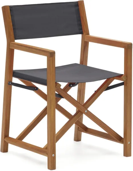 Thianna, hopfällbar stol för utomhusbruk, svart/natur, massivt trä