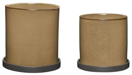 Hübsch Era Kruka Beige Set om 2