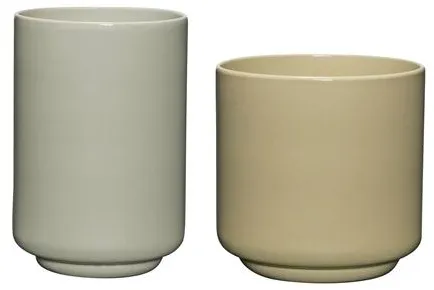 Hübsch Deux Potte Set med 2 Ljusgrön/Sand