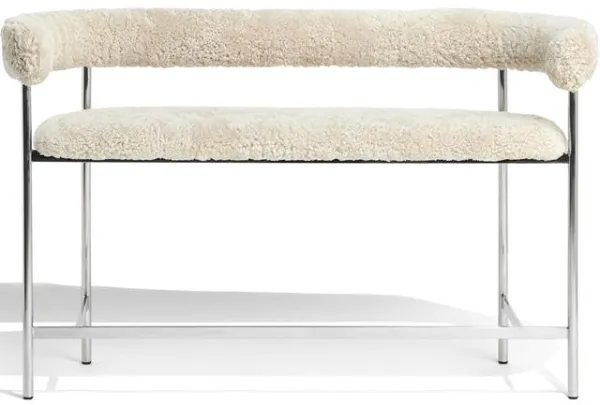 Møbel Copenhagen Font Bar Soffa 75 cm Fårskinn Oyster/Polerat Stål Stativ