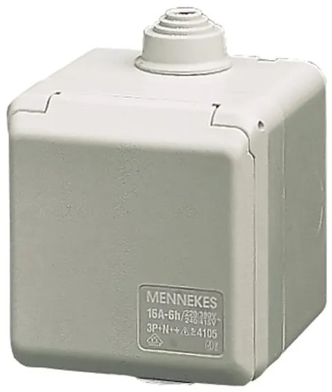 Mennekes CEE vägguttag utomhus 3-polig 16A 230V IP44 6H 4102
