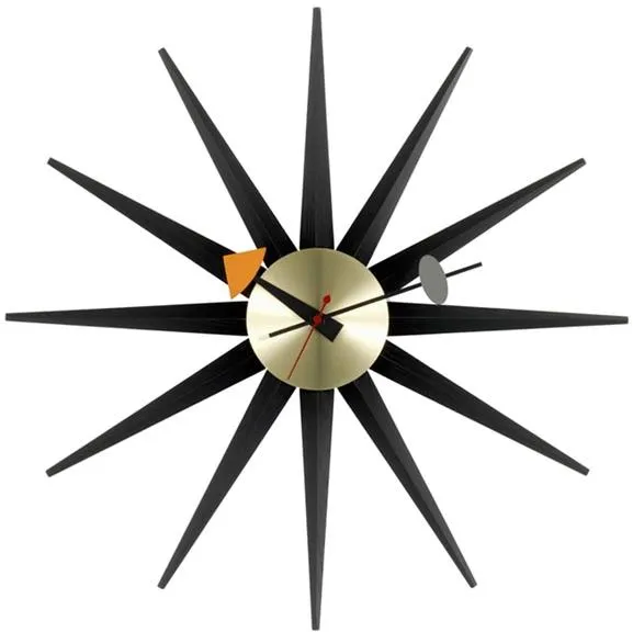 Vitra Sunburst Clock Klocka Svart/Mässing